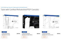 Zrzut ekranu z certyfikowanych odnowionych konsol PlayStation 5 Sony na PlayStation Direct