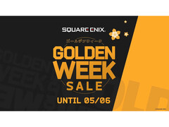 Obrazek promujący wyprzedaż Square Enix Golden Week Sale 2025 z napisem Golden Week pogrubioną czcionką i datami wydarzenia u dołu. (Źródło obrazu: Square Enix)
