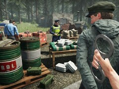 Obraz przedstawiający funkcjonariuszy i kierowcę w grze Contraband Police. (Źródło obrazu: Steam)