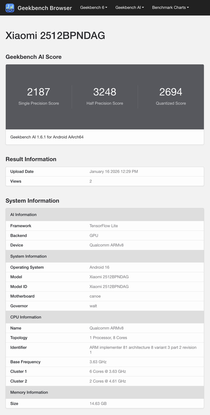 (Źródło obrazu: Geekbench)