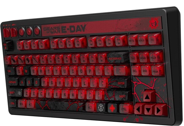 Klawiatura mechaniczna 8BitDo Retro 87: Gears of War E Day Edition jest wyposażona w autorskie przełączniki liniowe.