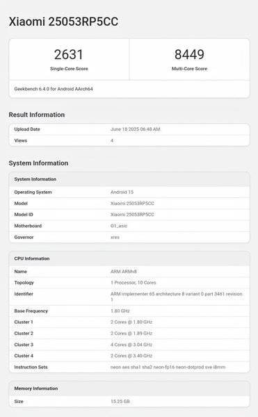 Xiaomi Pad 7S Pro w Geekbench