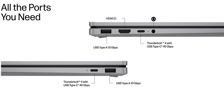 HP oferuje porty USB4 w modelach AMD zamiast pokazanych tutaj portów Thunderbolt 4.