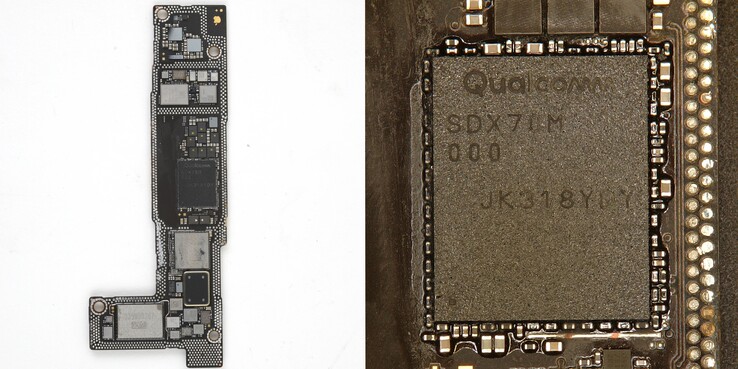 iFixit izoluje modem X70 w iPhone'ach 15. (Źródło: Shahram Mokhtari via Twitter/X)