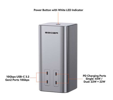 Same cztery porty USB-C znajdują się z przodu. (Źródło obrazu: Egiozr)