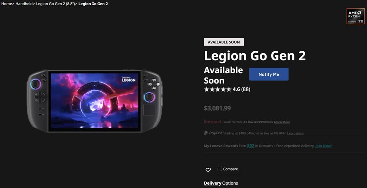 Oferta Legion Go 2 na stronie Lenovo.