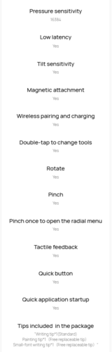 Huawei udostępnia listę funkcji M-Pencil Pro na swojej stronie internetowej.