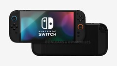 Wyciekłe rendery Nintendo Switch 2 ujawniają znacznie większy wyświetlacz niż jego poprzednik. (Źródło obrazu: 91Mobiles & OnLeaks)