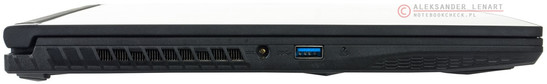 lewy bok: gniazdo zasilania, USB 3.1 typu A
