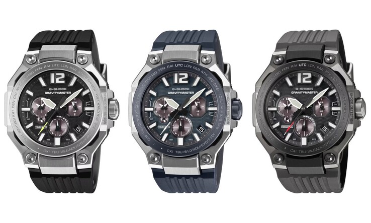 Od lewej do prawej: zegarki Casio G-Shock GWR-B3000-1A, GWR-B3000A-2A i GWR-B3000B-8A