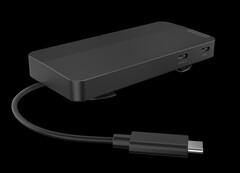 Stacja dokująca USB-C Dual Display Travel Dock może ładować laptopa z mocą do 100 W za pomocą kompatybilnego zasilacza. (Źródło zdjęcia: Lenovo)