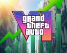 Logo gry GTA 6 widoczne obok symbolu giełdowego spółki Take-Two Interactive