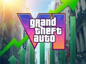 Logo gry GTA 6 widoczne obok symbolu giełdowego spółki Take-Two Interactive