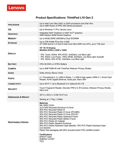 Kluczowe specyfikacje ThinkPad L16 Gen 2 (źródło obrazu: Lenovo)