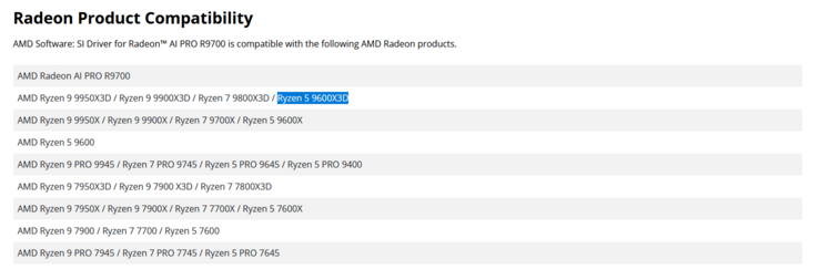 AMD Ryzen 5 9600X3D wymieniony online (źródło obrazu: AMD)