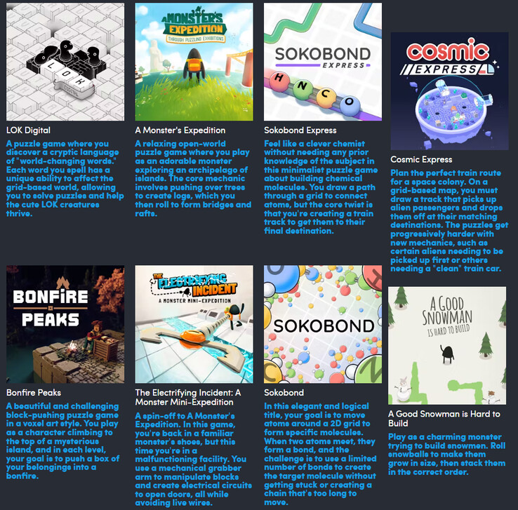 Wszystkie gry wchodzące w skład kolekcji Draknek and Friends (źródło obrazu: Humble Bundle)