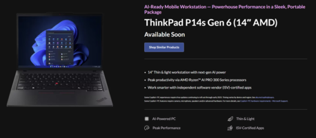 Lenovo ThinkPad P14s Gen 6 AMD (źródło obrazu: Lenovo)