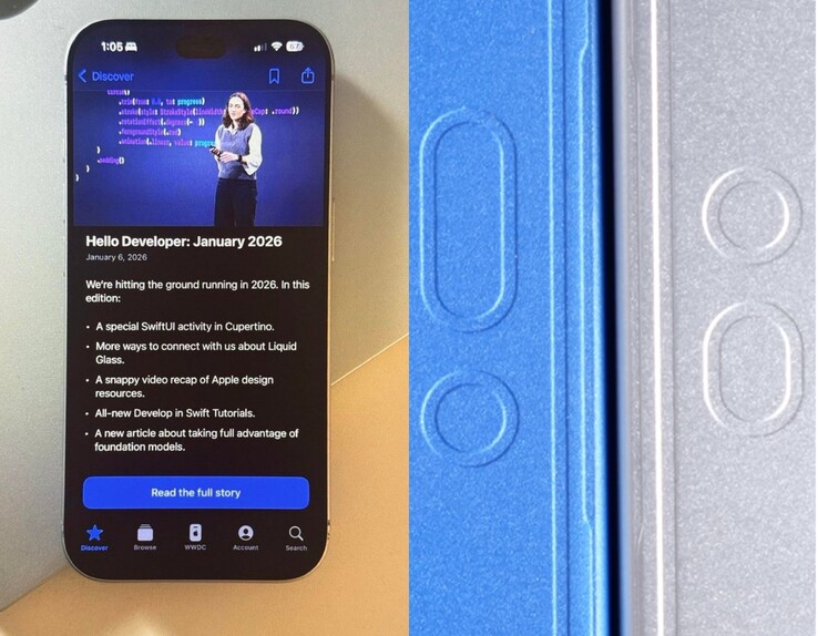 Rzekomy prototyp iPhone'a 18 Pro (po lewej), model iPhone'a 18 Pro Max (po prawej).
