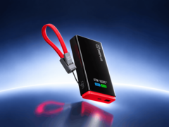 Power bank OnePlus 67W SuperVOOC z wbudowanym wyświetlaczem i czerwonym kablem