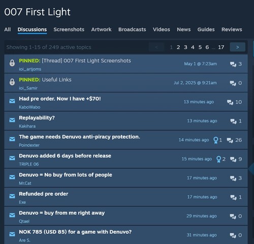 Skargi Denuvo na forum 007 First Light Steam