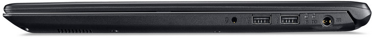 prawy bok: gniazdo audio, 2 USB 2.0, gniazdo zasilania (fot. Acer)