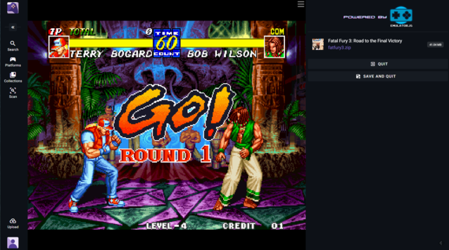 Fatal Fury 3 na Neo Geo uruchomione w przeglądarce. Neo Geo wymagało trochę poprawek, ale działa dobrze (Źródło obrazu: Notebookcheck)