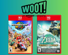 Pudełka detaliczne Mario Kart World i The Legend of Zelda: Tears of the Kingdom z logo Woot (źródło zdjęcia: Amazon, Woot z poprawkami)