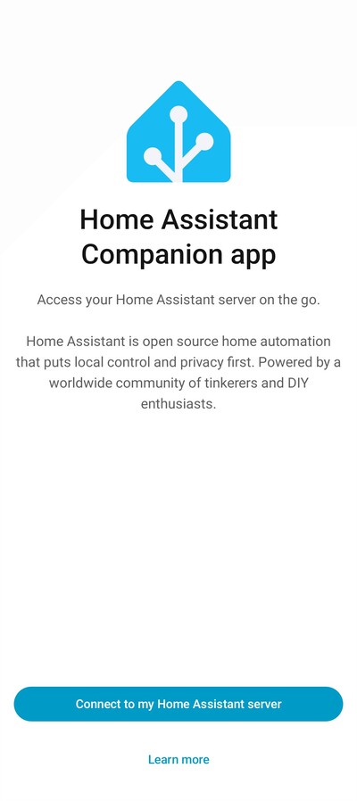 Zrzut ekranu z nowej strony onboardingowej w aplikacji Home Assistant dla Android