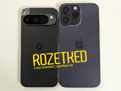 Rzekomy Pixel 9 Pro obok iPhone&#039;a 14 Pro Max. (Źródło zdjęcia: Rozetked)