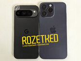 Rzekomy Pixel 9 Pro obok iPhone'a 14 Pro Max. (Źródło zdjęcia: Rozetked)