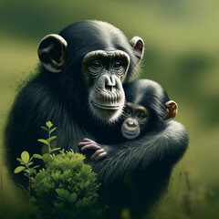 180 000 goryli, bonobo i szympansów jest zagrożonych przez wydobycie energii odnawialnej (zdjęcie symboliczne: Dall-E / KI)