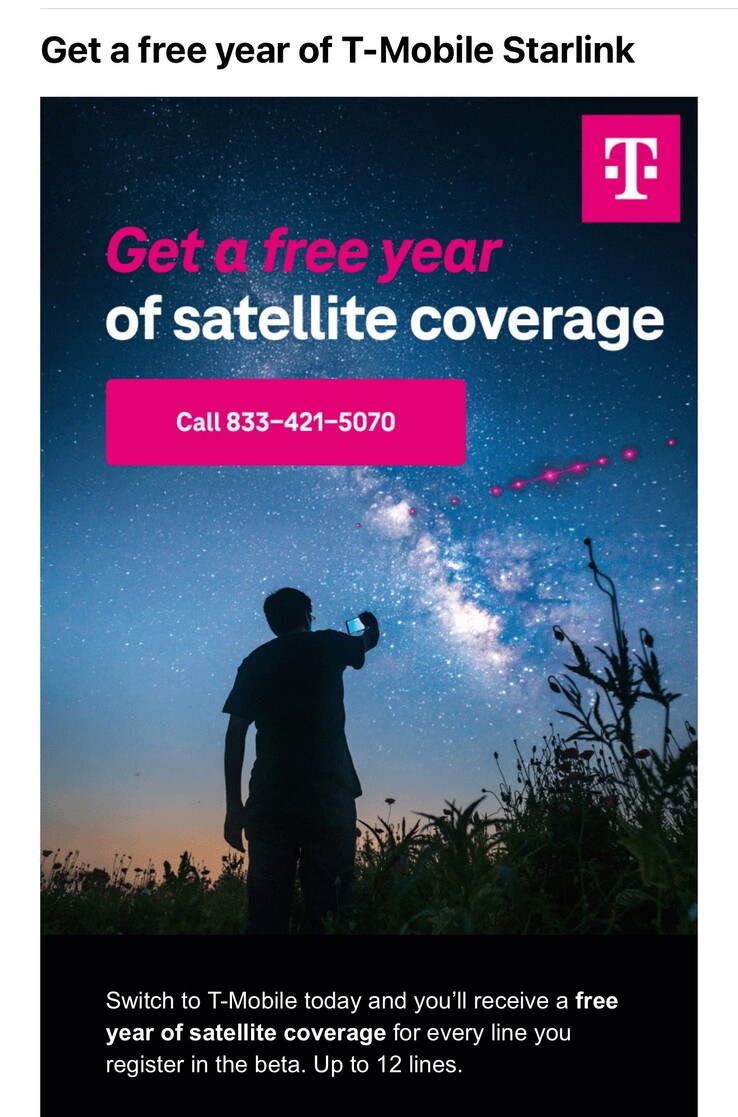 Oferta bezpłatnego zasięgu satelitarnego T-Mobile Starlink