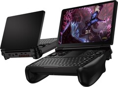 GPD Win Mini umieszczony w wygodnych uchwytach. (Źródło zdjęcia: GPD)