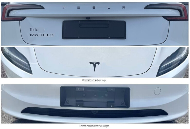 Odświeżenie Tesli Model 3 z modernizacją przedniej kamery.