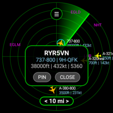 Narzędzie do zaznaczania samolotów w aplikacji Flight Scanner