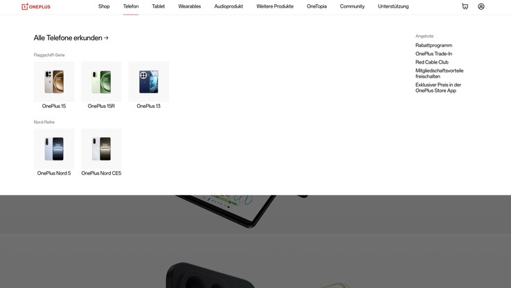 Na stronie internetowej OnePlus Germany prezentowane są obecnie wyłącznie wybrane produkty.