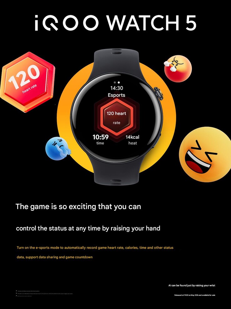 Smartwatch iQOO Watch 5 ma tryb e-sportowy, pokazany powyżej. (Źródło obrazu: iQOO via Weibo, tłumaczenie maszynowe)