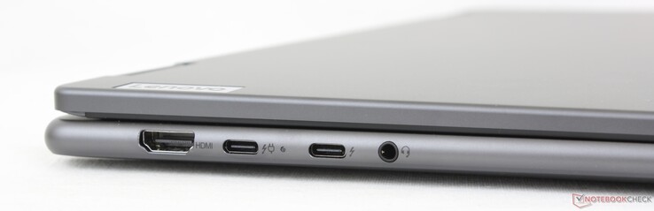 Po lewej: HDMI 1.4b, 2x USB-C 3.2 w/ Thunderbolt 4 + DisplayPort + Power Delivery, słuchawki 3,5 mm