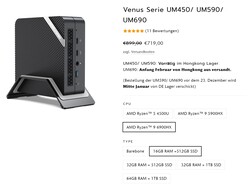 Konfiguracje Minisforum Venus Series UM690 (źródło: Minisforum)