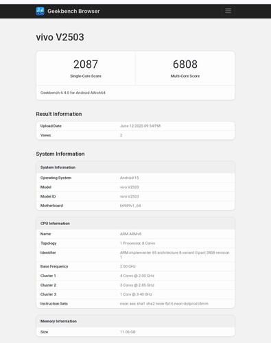 Vivo X200 FE Geekbench listing (źródło obrazu: Abhishek Yadav na X)