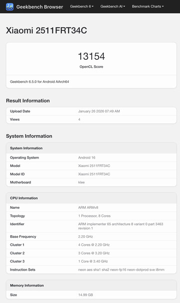 (Źródło obrazu: Geekbench)