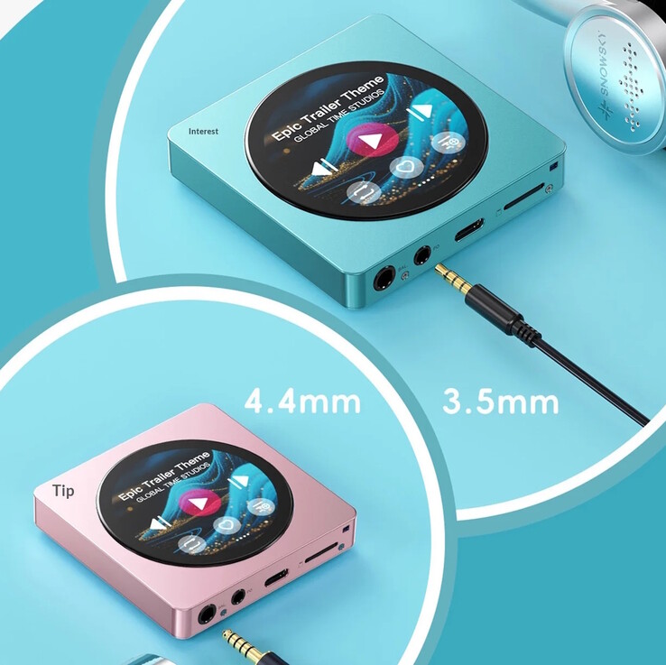 Fiio Snowsky Disc DAP obsługuje niezbalansowane słuchawki 3,5 mm i zbalansowane słuchawki 4,4 mm.