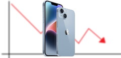 sprzedaż iPhone&#039;a 14 w Chinach podobno się załamuje. (Źródło: Apple-edytowane)