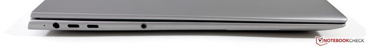 Po lewej: zasilacz, 2x USB-C 4.0 z Thunderbolt 4 (40 GBit/s, DisplayPort-ALT 1.4), 3,5 mm stereo