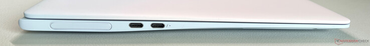 Lewa strona: Kamera internetowa, USB-C 3.2 Gen.2 (10 Gb/s, tryb DisplayPort-ALT, zasilanie), USB-C 4.0 z Thunderbolt 4 (40 Gb/s, tryb DisplayPort-ALT, zasilanie)