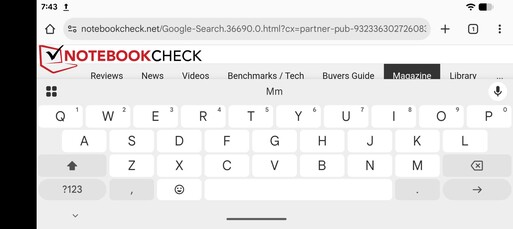 Gboard w trybie poziomym
