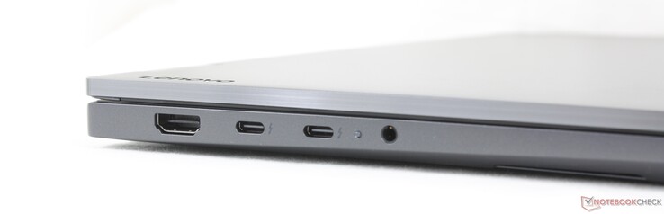 Po lewej: HDMI 2.1, 2x USB-C Thunderbolt 4 z DisplayPort 2.1 + Power Delivery (65 W), gniazdo słuchawkowe 3,5 mm