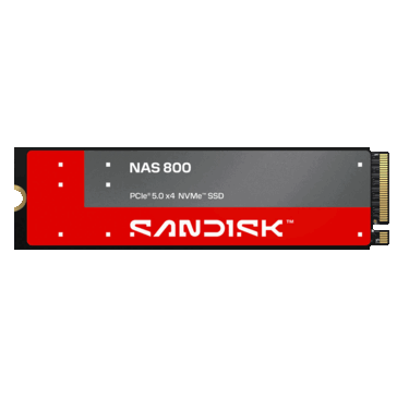 Dysk SSD Sandisk NAS 800 M.2 NVMe z czerwoną i szarą etykietą