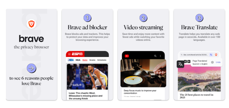 Przeglądarka Brave Android 