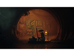 Zrzut ekranu z gry Stray, który pokazuje szczegółowe cyberpunkowe środowisko. (Źródło obrazu: Steam)